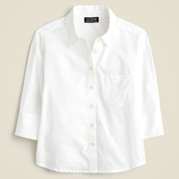 J. Crew Herringbone Twill Button-Up Shirt in White - Picture 2 of 4